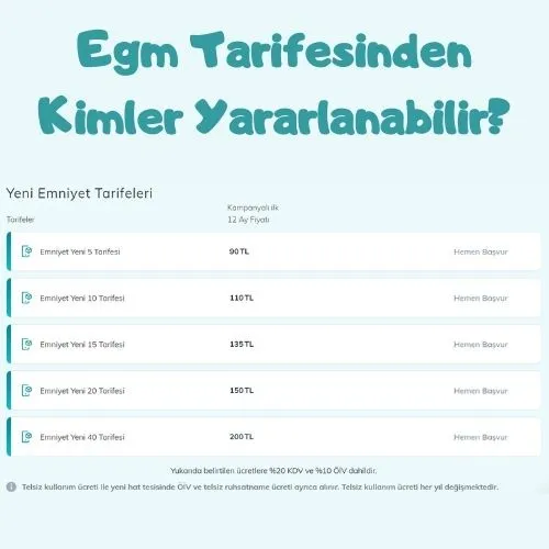 EGM Tarifesine Kayıt Olma